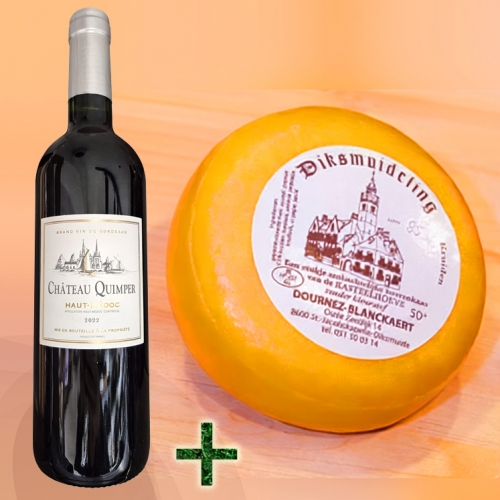 Diksmuideling natuur 1 kg + fles rode Bordeaux wijn 'Haut-Medoc Ch&acirc;teau Quimper'