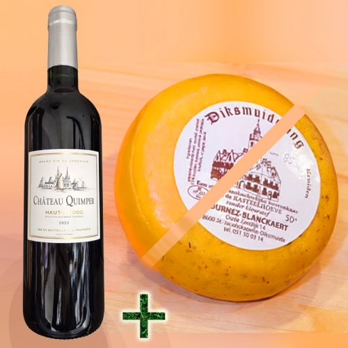 Diksmuideling natuur 500 g + Diksmuideling kruiden 500 g +fles rode Bordeaux wijn 'Haut-Medoc Ch&acirc;teau Quimper'